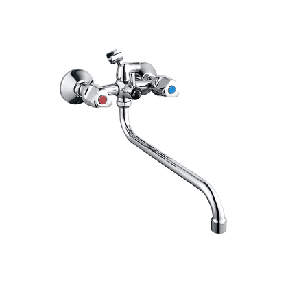TPM-621107-Toma de baño de ducha alargada de agua fría y caliente espesada de cobre completo de alta calidad, grifo de ducha con dos ruedas de mano